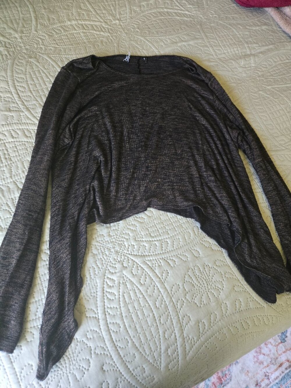 Womens Brown Marled Long Sleeve Top